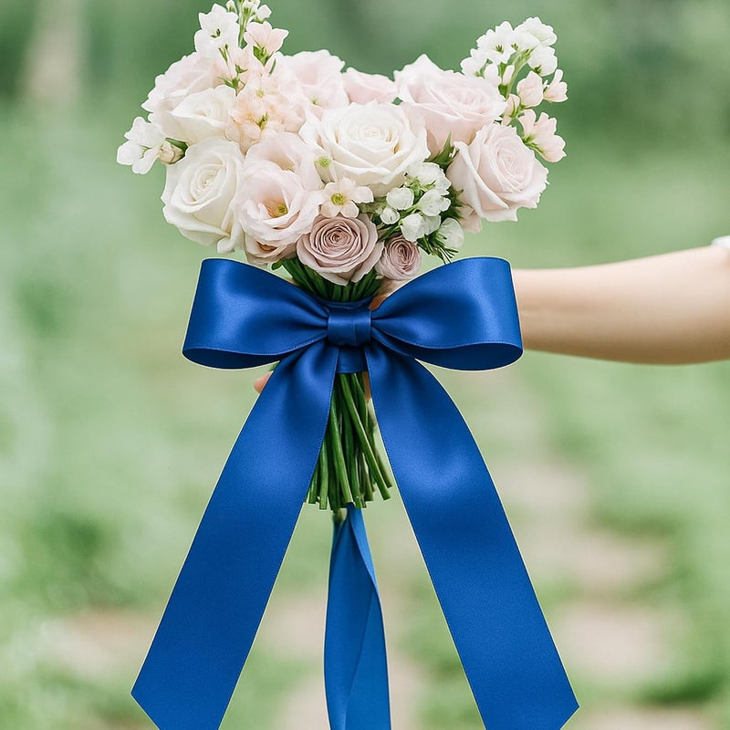 Fullive Ribbon for Gift Wrapping, 1 1/2 Inch 30 Yards Royal Blue Ribbon, Polyester Solid Ribbons for Flower Bouquet for Graduate Wedding Decorations DIY Bows Wrapping Bouquet Floral Arrangements - Image 4